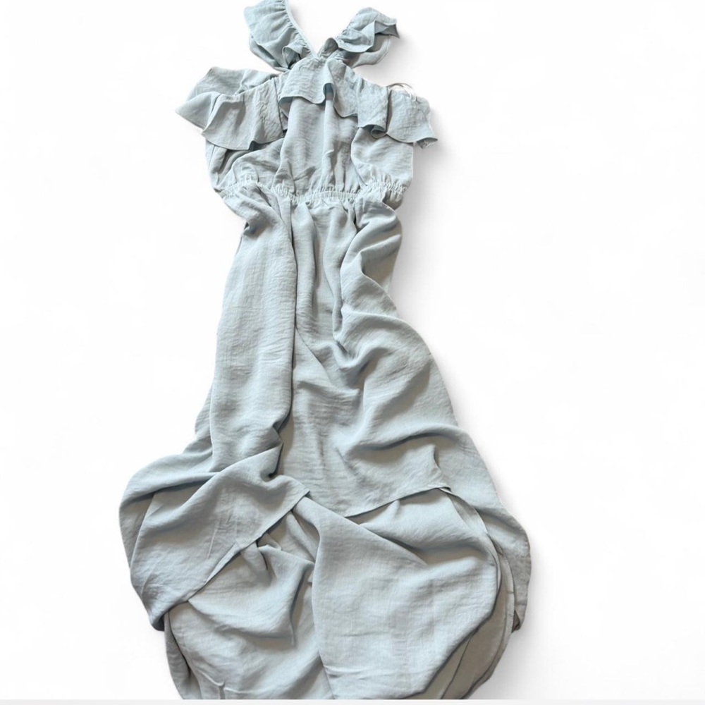 Blue Ruffled High Low Dress - Picture 2 of 16